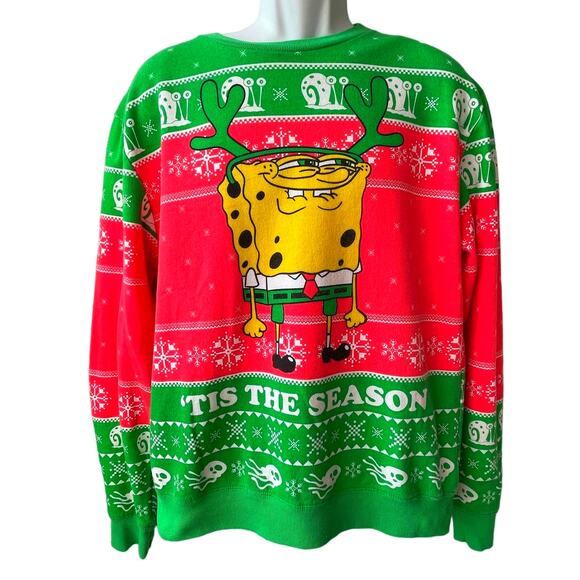 Nickelodeon Sponge Bob Squarepants Ugly Christmas Sweatshirt Size Small - Picture 1 of 5